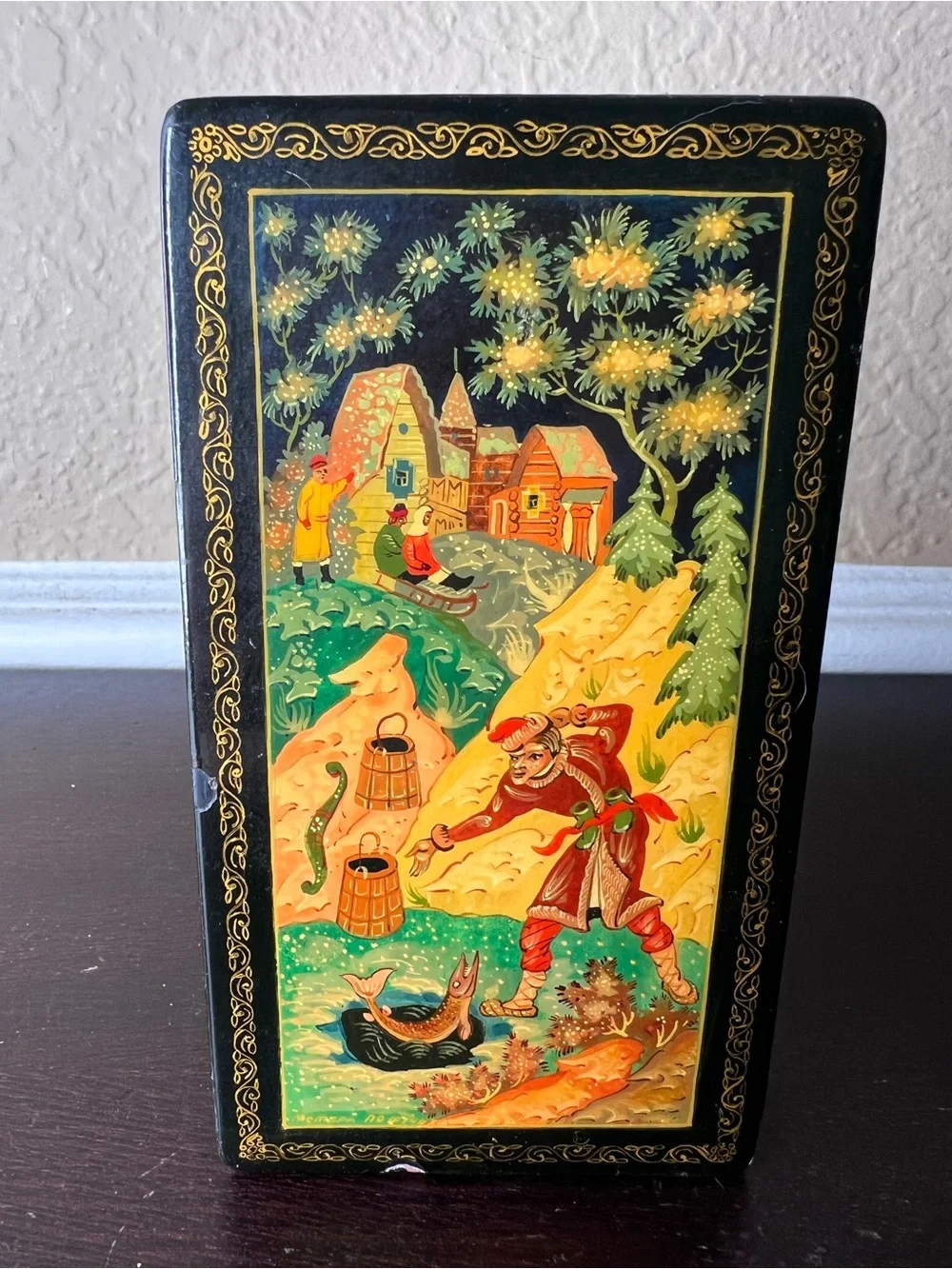Vintage 1980s Russian Mstera Lacquer Box, By the Pike’s Command